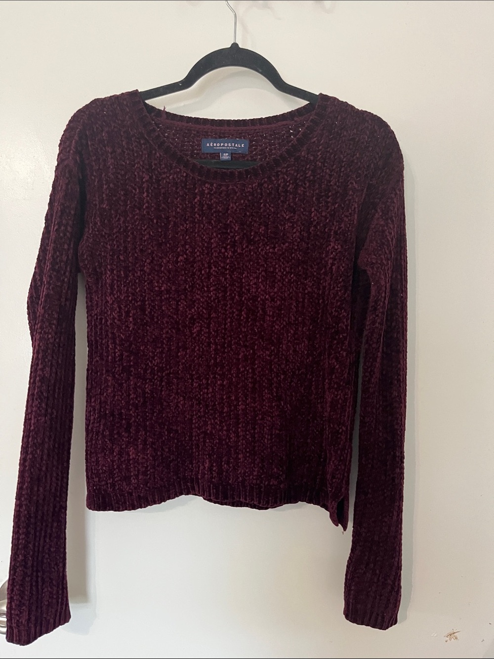 Aeropostale Women's Burgundy Chenille Scoopneck Sweater